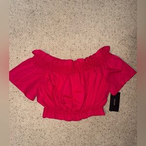 Zara Off-Shoulder Red Crop Top